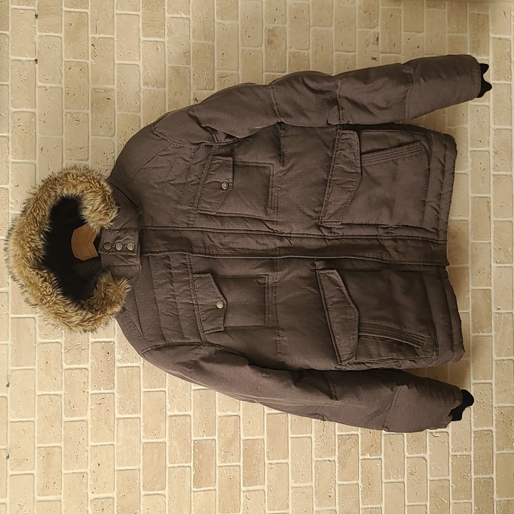 Mavi Men's Light Brown Hooded Down Jacket (Sz M)